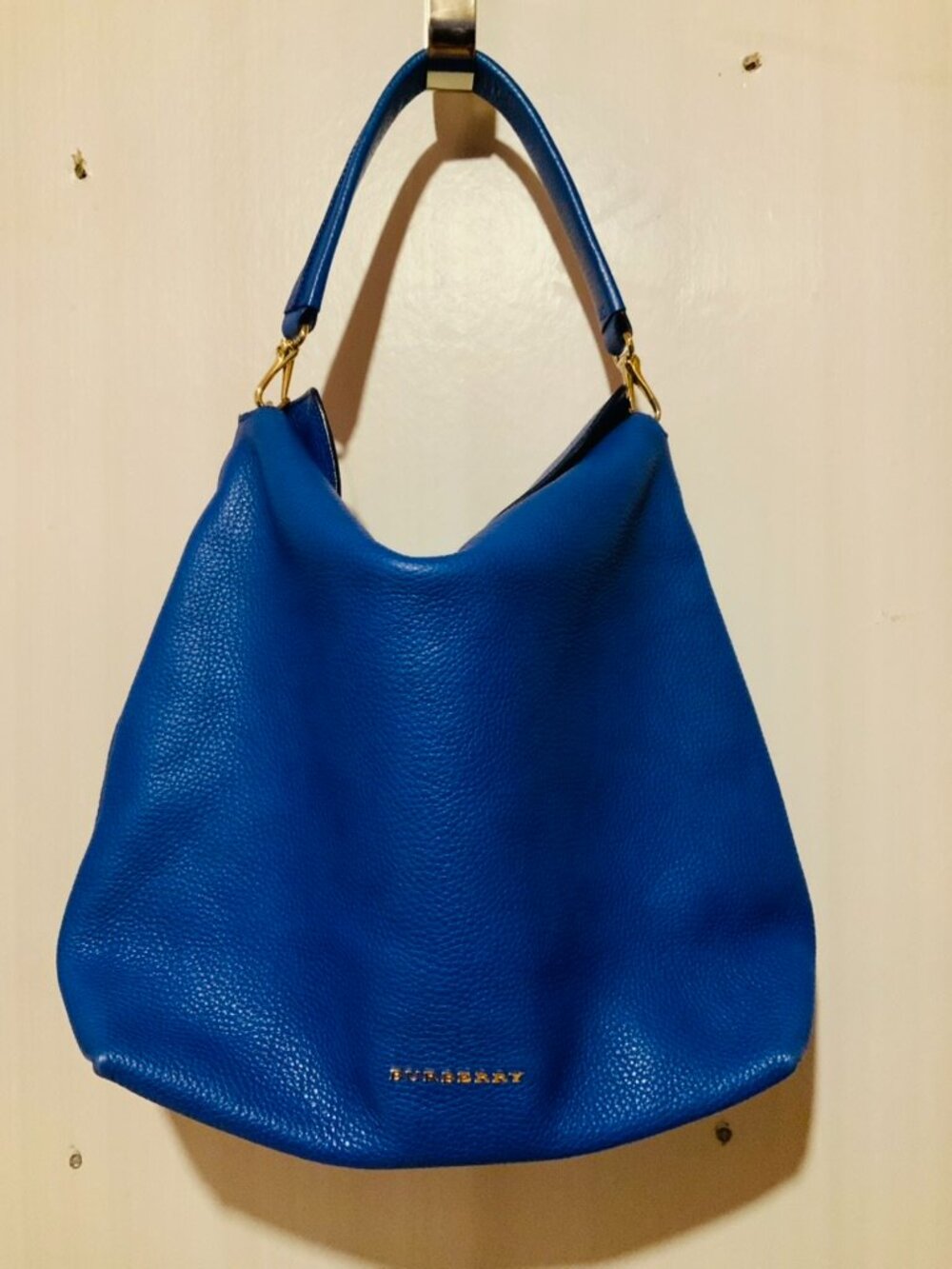 Burberry Blue Pebbled Leather Tote